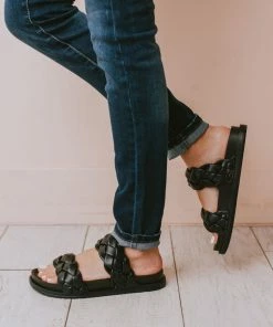 Cleo Two Braided Sandal Black Shoes