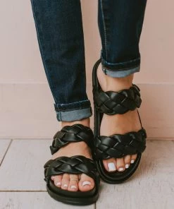 Cleo Two Braided Sandal Black Shoes