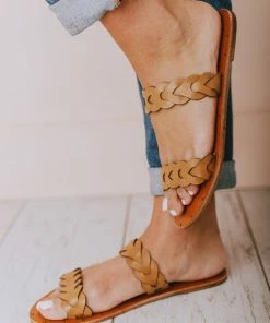 Eleora Braided Sandals Camel Shoes