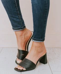 Evelyn Recycled Slip On Sandal Black Shoes