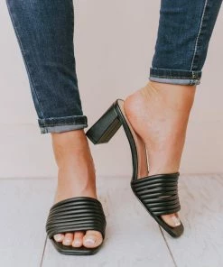 Evelyn Recycled Slip On Sandal Black Shoes