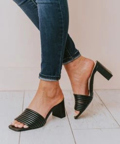 Evelyn Recycled Slip On Sandal Black Shoes