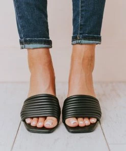 Evelyn Recycled Slip On Sandal Black Shoes