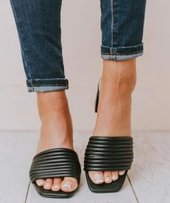 Evelyn Recycled Slip On Sandal Black Shoes