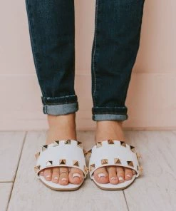 Evie Studded Sandals White Shoes