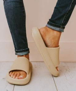 Sandals Pool Slides Taupe Shoes