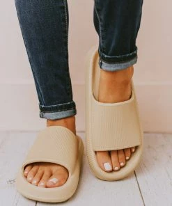 Sandals Pool Slides Taupe Shoes