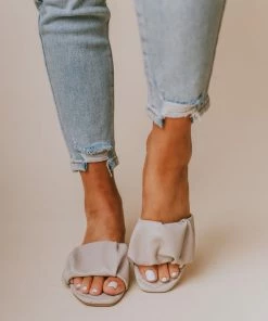 Flora Ruched Sandal Grey Shoes