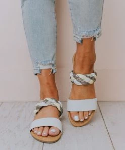 East Lion Freya Braided Sandals White