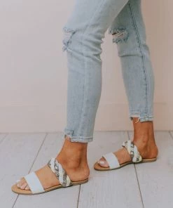 East Lion Freya Braided Sandals White