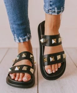 Joan Studded Sandals Black