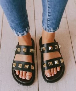 Joan Studded Sandals Black