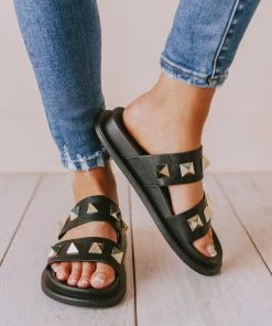 Joan Studded Sandals Black