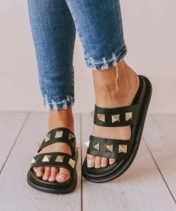 Joan Studded Sandals Black