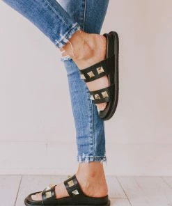 Joan Studded Sandals Black