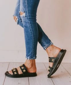 Joan Studded Sandals Black