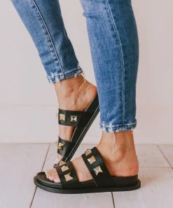 Joan Studded Sandals Black