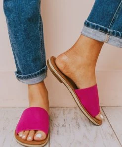 Leora Slip On Sandals Magenta Shoes