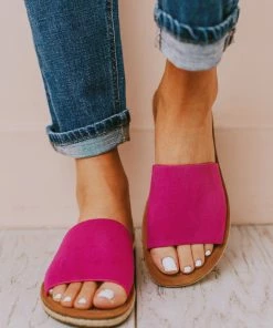 Leora Slip On Sandals Magenta Shoes