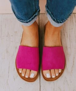 Leora Slip On Sandals Magenta Shoes