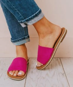 Leora Slip On Sandals Magenta Shoes