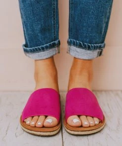 Leora Slip On Sandals Magenta Shoes