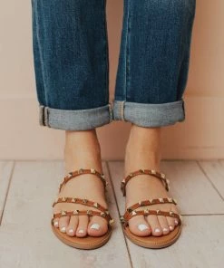 Lumi Studded Sandals Camel