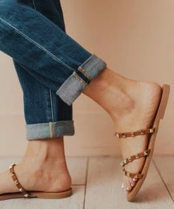 Lumi Studded Sandals Camel