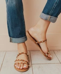 Lumi Studded Sandals Camel