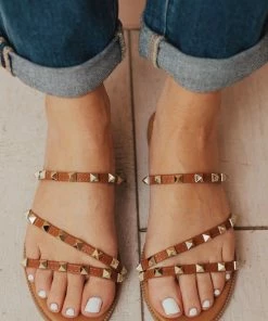 Lumi Studded Sandals Camel