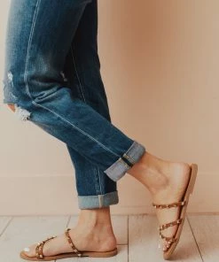 Lumi Studded Sandals Camel