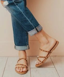 Lumi Studded Sandals Camel