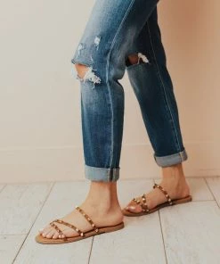 Lumi Studded Sandals Camel