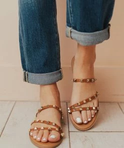 Lumi Studded Sandals Camel