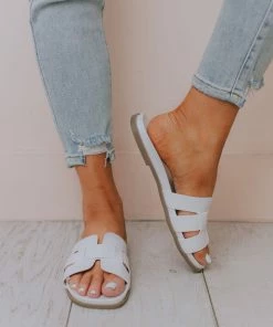 East Lion Madison Slide Sandal White Shoes