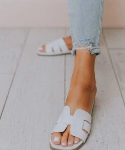 East Lion Madison Slide Sandal White Shoes