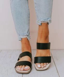 East Lion Megan Slip On Sandal Black Shoes