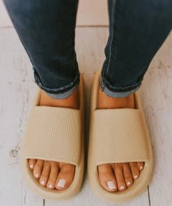 Sandals Pool Slides Taupe Shoes