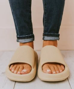 Sandals Pool Slides Taupe Shoes