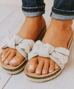Slip On Bow Sandals Beige