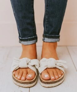 Slip On Bow Sandals Beige