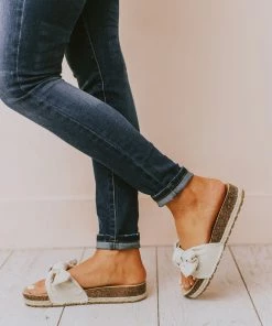 Slip On Bow Sandals Beige