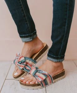 Shoes Slip On Bow Sandals Blue/Pink