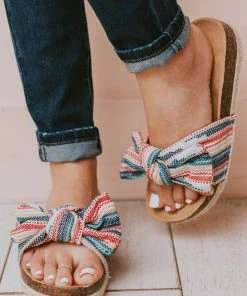 Shoes Slip On Bow Sandals Blue/Pink