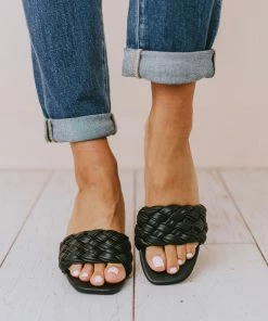 Sandal Shoes Vinnie Braided Heel Black