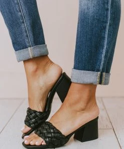 Sandal Shoes Vinnie Braided Heel Black