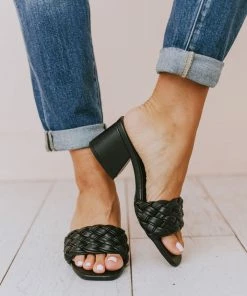 Sandal Shoes Vinnie Braided Heel Black