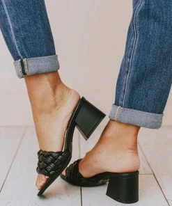 Sandal Shoes Vinnie Braided Heel Black