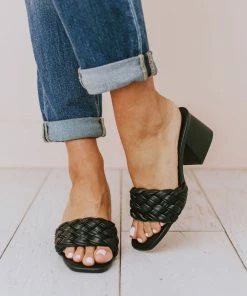 Sandal Shoes Vinnie Braided Heel Black