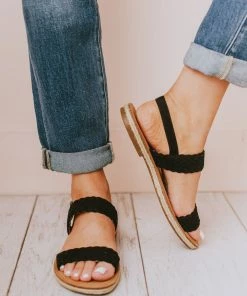 Woven Strap Sandal Black